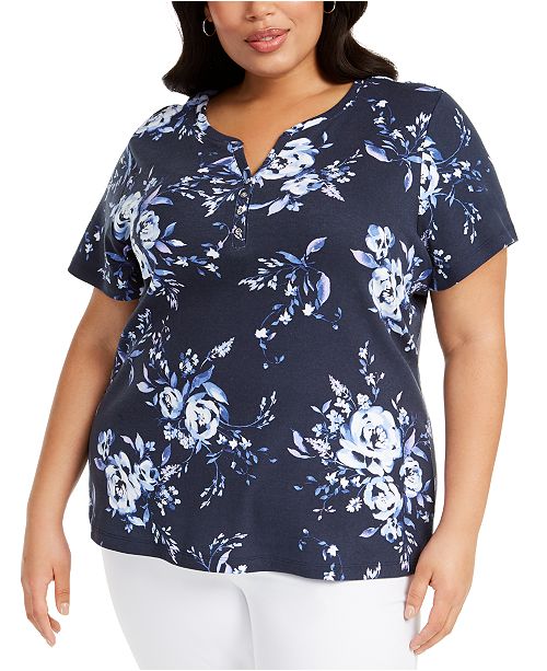 Karen Scott Plus Size Floral Print Top Created For Macy S Reviews