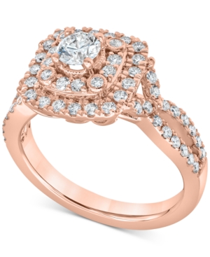 image of Diamond Double Halo Engagement Ring (1 ct. t.w.) in 14k Rose Gold