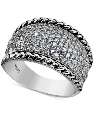 image of Cubic Zirconia Pave Statement Ring in Sterling Silver