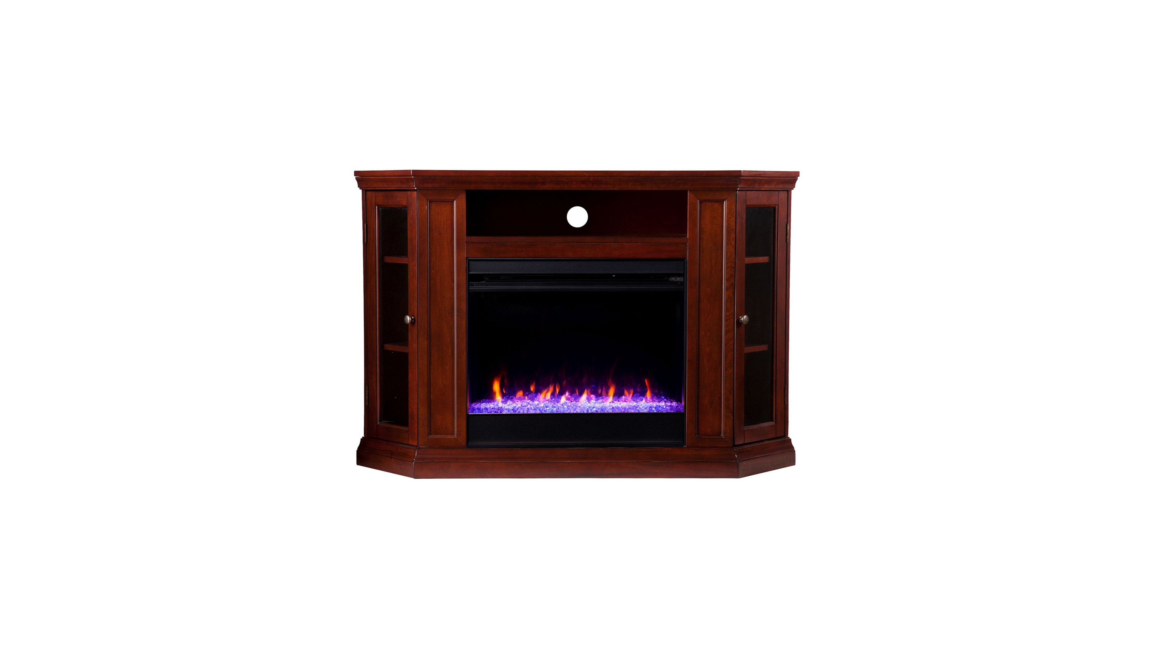 Southern Enterprises Stonington Color Changing Corner Convertible Electric Fireplace with Storage