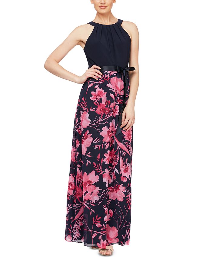 SL Fashions Floral-Print Maxi Dress - Macy's