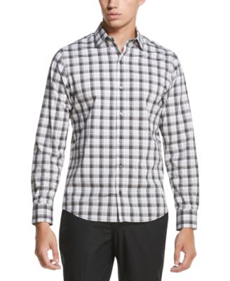 DKNY - Men's French Placket Plaid Performance Stretch Woven Shirt
