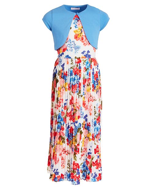 Bonnie Jean Big Girls 2 Pc Cardigan Floral Maxi Dress Set