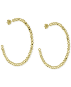 image of Essentials Large Beaded C-Hoop Fine Silver Plate Earrings 2-1/3