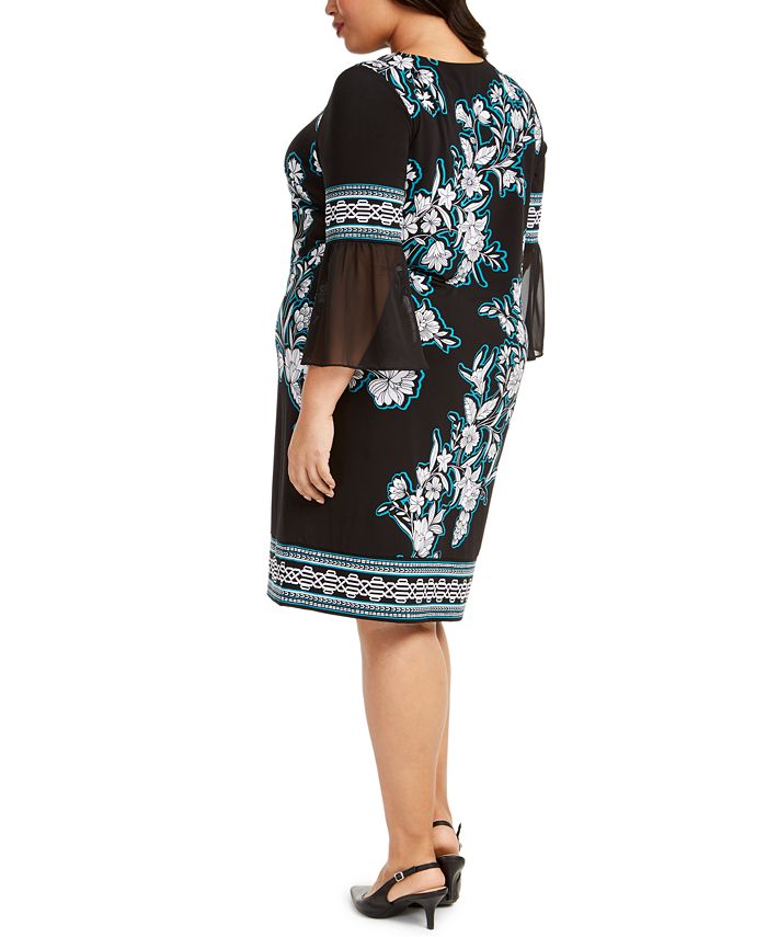 JM Collection Plus Size Printed Chiffon-Cuff Dress, Created for Macy's ...