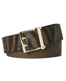 Zebra-Stripe Logo-Print Belt