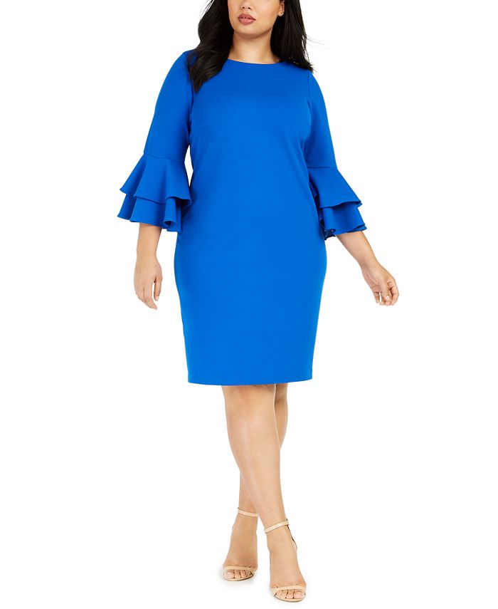 Calvin Klein Plus Size Tiered Bell-Sleeve Dress - Macy's
