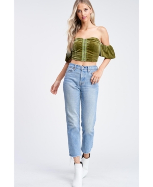 Emory Park Off Shoulder Velvet Knit Top In Olive Modesens