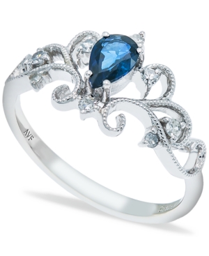 image of Sapphire (1/2 ct. t.w.) and Diamonds (1/8 ct. t.w.) Ring Set in 14k White Gold