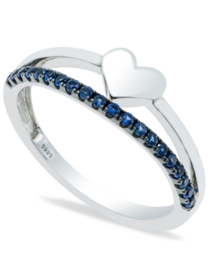 image of Sapphire (1/5 ct. t.w.) Heart Ring in Sterling Silver