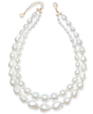 Charter Club - Gold-Tone Imitation Pearl Double-Row Collar Necklace, 17" + 2" extender