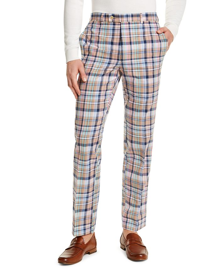 Lauren Ralph Lauren Men's Classic-Fit Pink and Blue Tartan Dress Pants &  Reviews - Pants - Men - Macy's