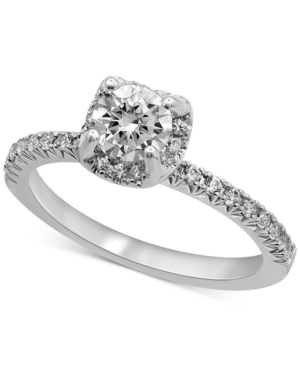 image of Certified Diamond Halo Engagement Ring (1 ct. t.w.) in 14k White Gold