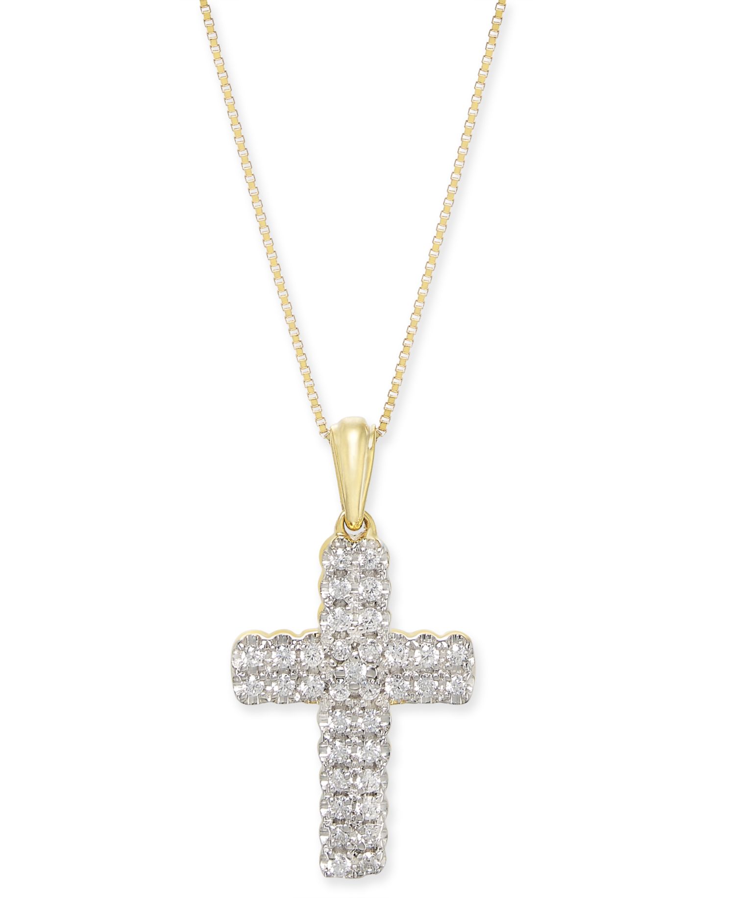 Diamond Cross 18" Pendant Necklace (1/4 ct. t.w.) in 14k Gold
