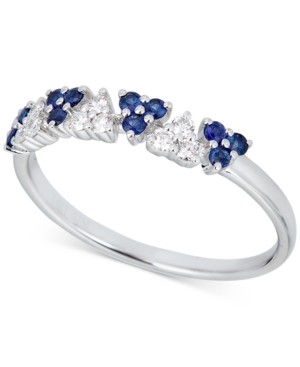 image of Sapphire (1/2 ct. t.w.) & Diamond (1/8 ct. t.w.) Statement Ring in 14k White Gold