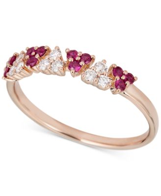 Macy's - Ruby (1/2 ct. t.w.) & Diamond (1/8 ct. t.w.) Ring in 14k Rose Gold