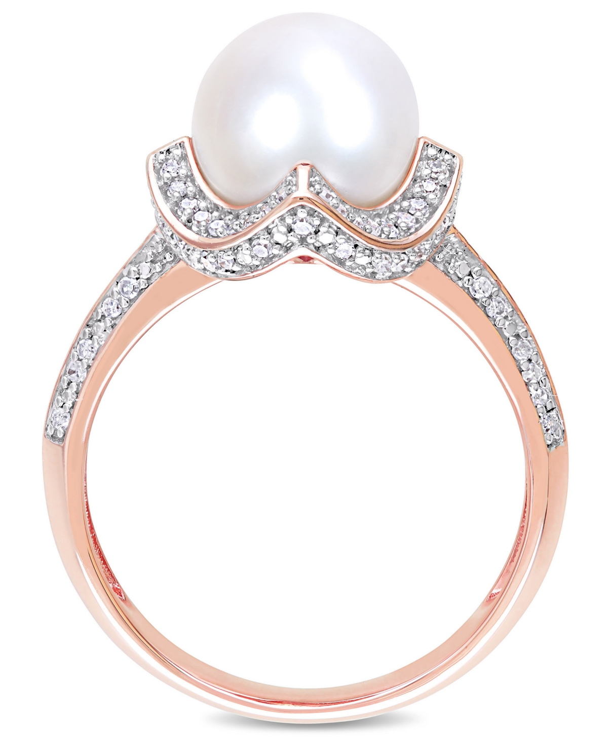 Freshwater Cultured Pearl (8.5-9mm) and Diamond (1/4 ct. t.w.) Vintage Halo Ring in 10kGold - Rose