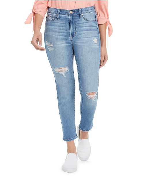 Celebrity Pink Juniors' Ripped Cropped Straight-Leg Jeans ...