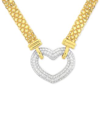 cubic zirconia heart necklace gold