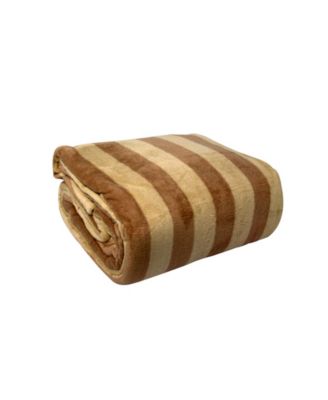 Lcm Home Luxury Printed Stripe Microplush Blanket Bedding