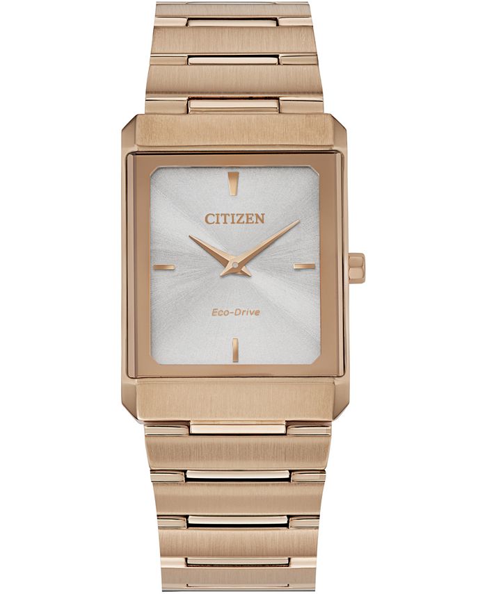 Citizen - Unisex Stiletto Rose Gold-Tone Stainless Steel Bracelet Watch 25x35mm