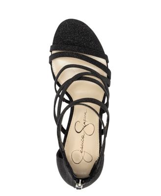 jessica simpson stassey glitter strappy block heel sandals