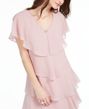 Tiered rhinestone new arrivals capelet dress