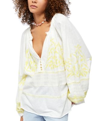 Free People - Persuasion Embroidered Cotton Top