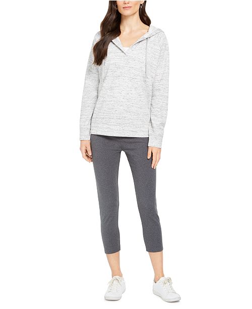 Style Co Heathered Split Neck Hoodie Created For Macy S