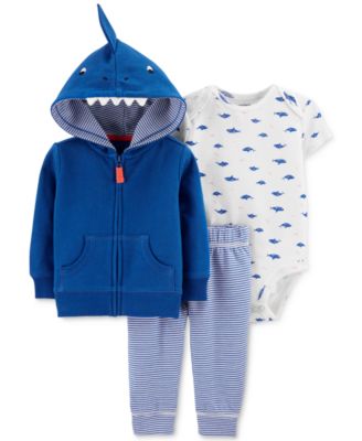 Carter s Baby Boys 3 Pc. Cotton Shark Hoodie Bodysuit Pants Set Macy s