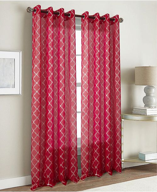 red sheer curtains with lights