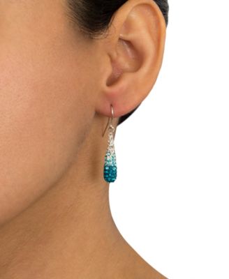 Crystal Pav&eacute; Tear-Shape Drop Earrings in Sterling Silver