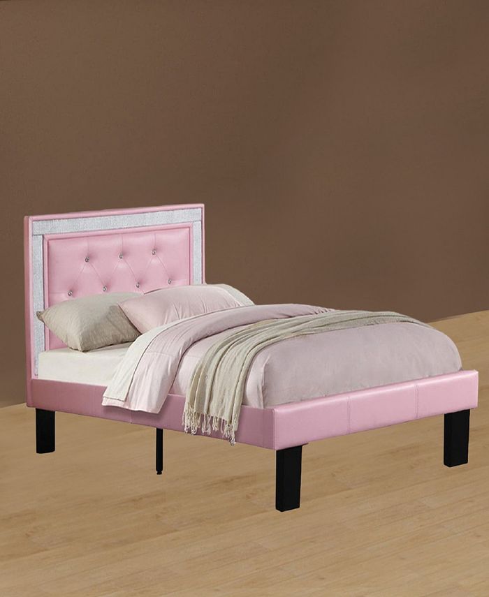 Benzara Silky and Sheeny Wooden Full Bed with Polyurethane Tufted Headboard Macy's