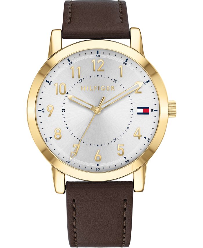 Øde Skraldespand smuk Tommy Hilfiger Men's Brown Leather Strap Watch 42mm, Created for Macy's -  Macy's