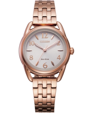image of Drive From Citizen Eco-Drive Women-s Pink Gold-Tone Stainless Steel Bracelet Watch 30mm