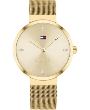 image of Tommy Hilfiger Women-s Gold-Tone Stainless Steel Mesh Bracelet Watch 35mm