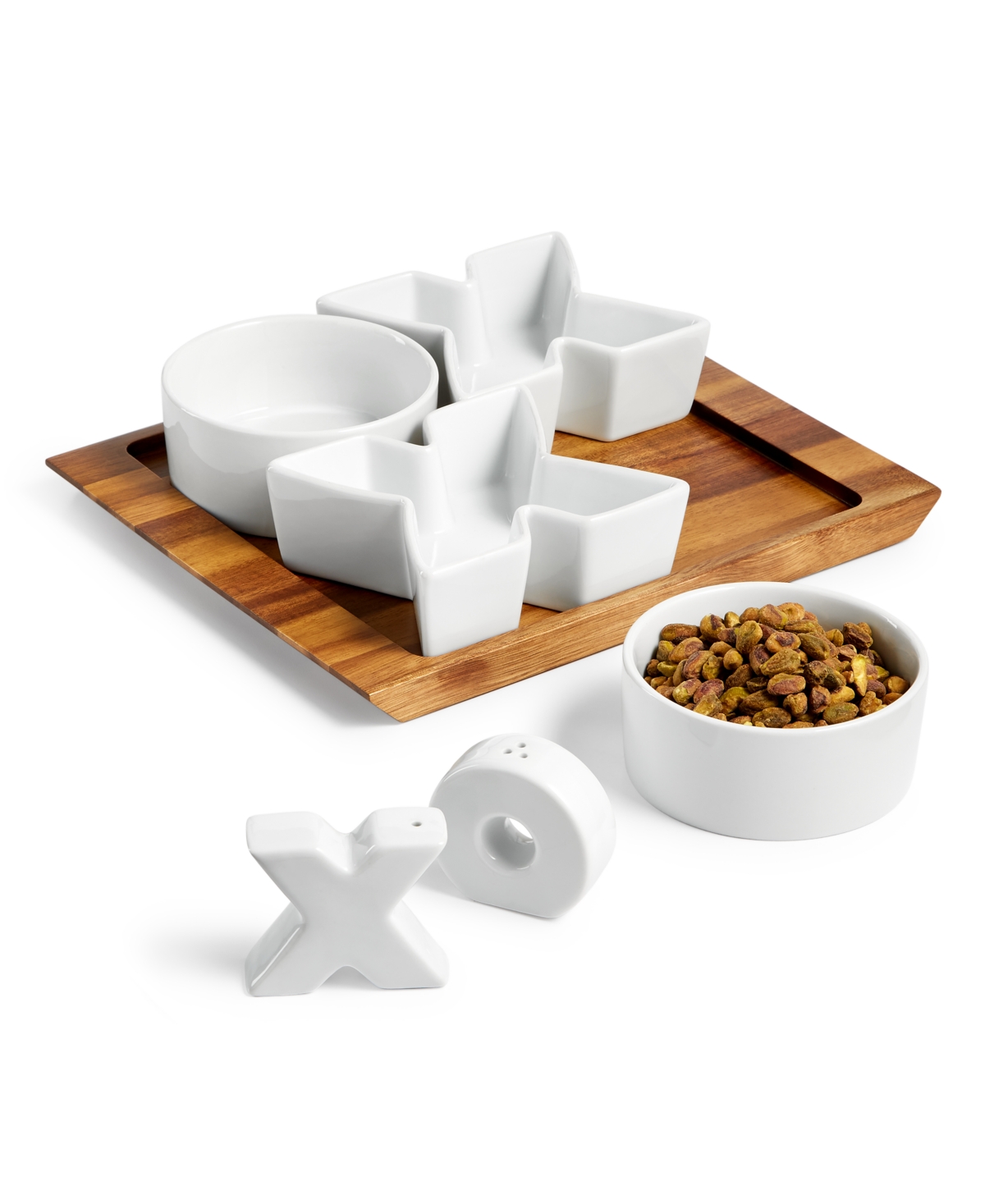 Shop The Cellar Words Xo Server Tray & Bowls, Created For Macy's In White,wood
