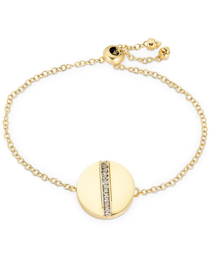 Macy's - Diamond Circle Bolo Bracelet (1/8 ct. t.w.) in 18k Gold-Plated Sterling Silver