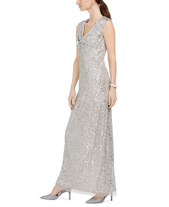 Adrianna Papell Beaded Cowl-Neck Gown - Macy's
