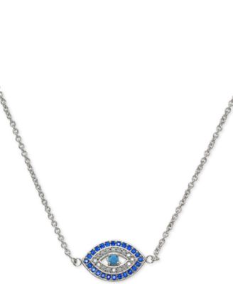 Giani Bernini - Cubic Zirconia Evil Eye Pendant Necklace in Sterling Silver, 16" + 2" extender