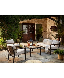 Stockholm Outdoor 4-Pc. Seating Set (Sofa, 2 Club Chairs & Coffee Table) with Outdoor Cushions, Created for Macy's
