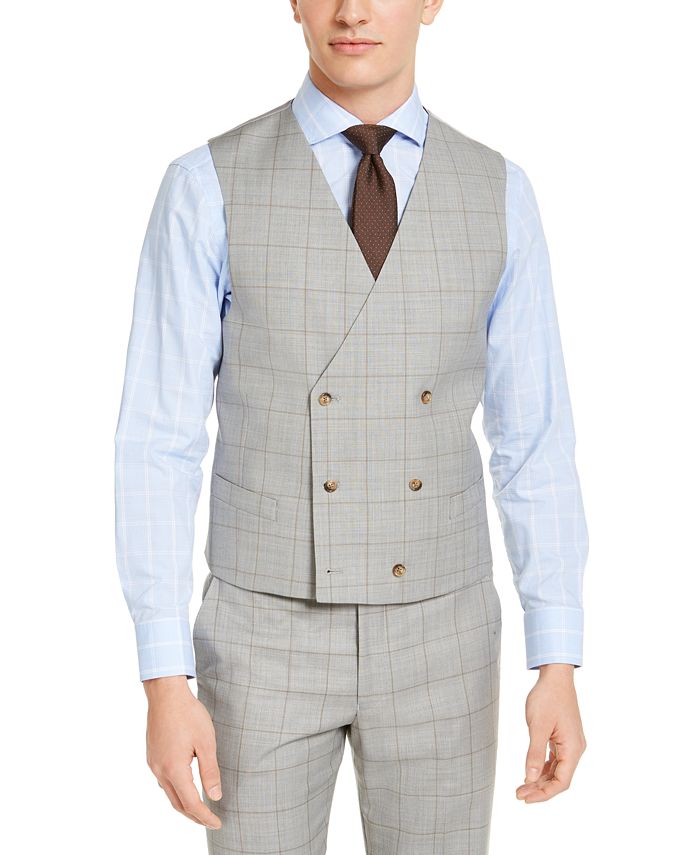 TOPG Mens Double Breasted Business Slim Fit Suit Vest Waistcoat Wedding Party Vest
