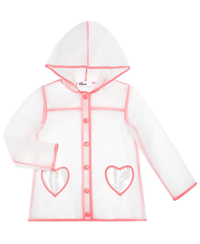 Epic Threads Little Girls Clear Heart Raincoat, Created for Macy's - Macy's