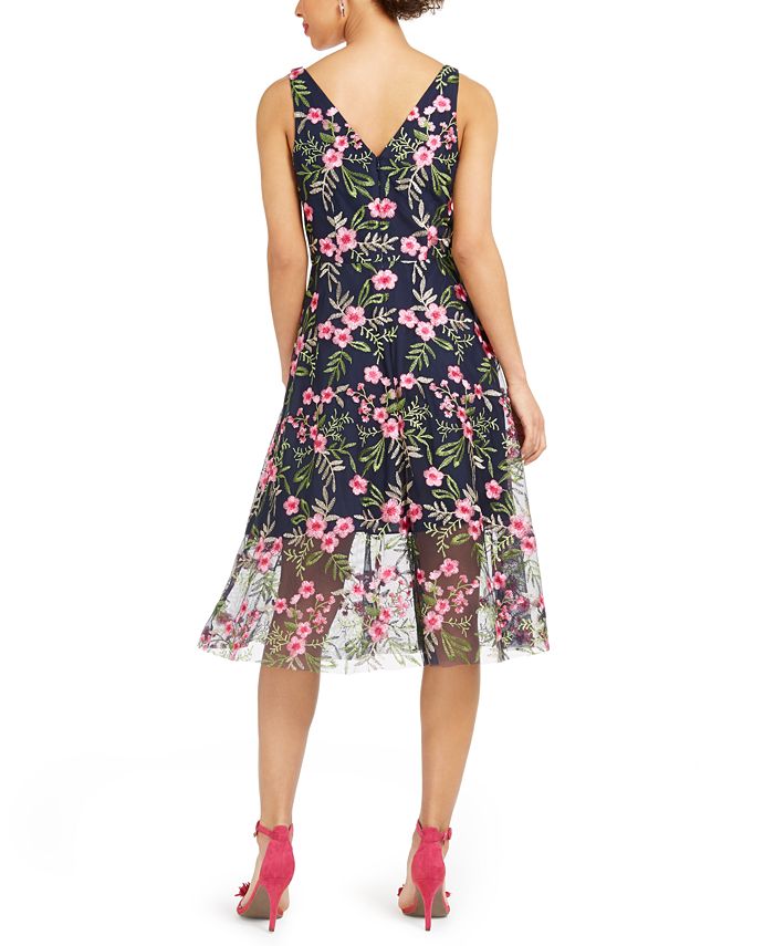 Vince Camuto Floral Embroidered Midi Dress - Macy's