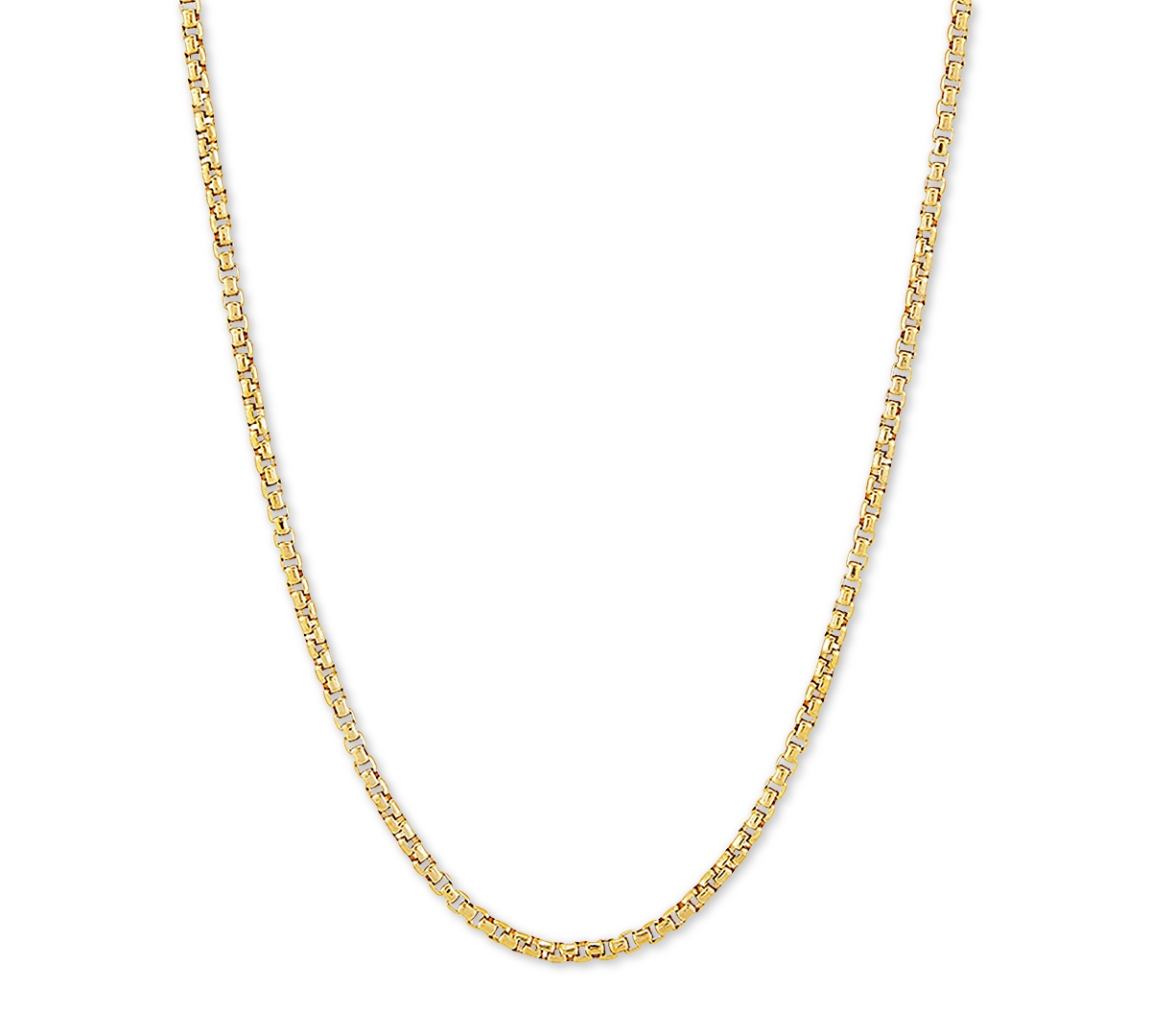Rounded Box Link 18" Chain Necklace in Sterling Silver or 18k Gold-Plated Over Sterling Silver - Gold Over Silver
