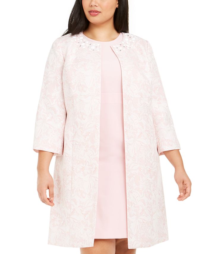 Kasper Plus Size 3 4 Sleeve Marble Floral Topper Jacket Macy s