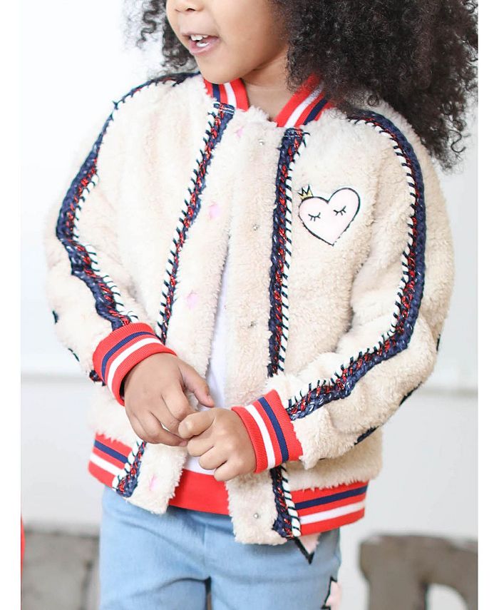 Kinderkind Toddler Girls Sherpa Varsity Bomber Macy s