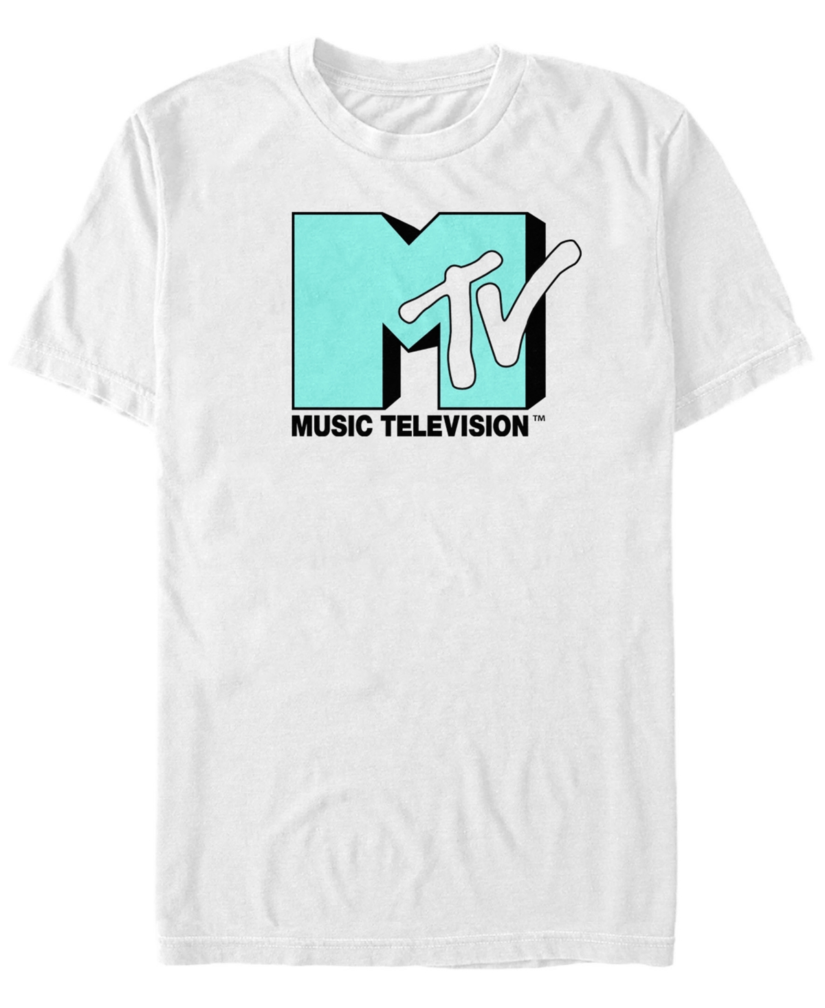 Men's Mint Blue Green Logo Short Sleeve T- shirt - White