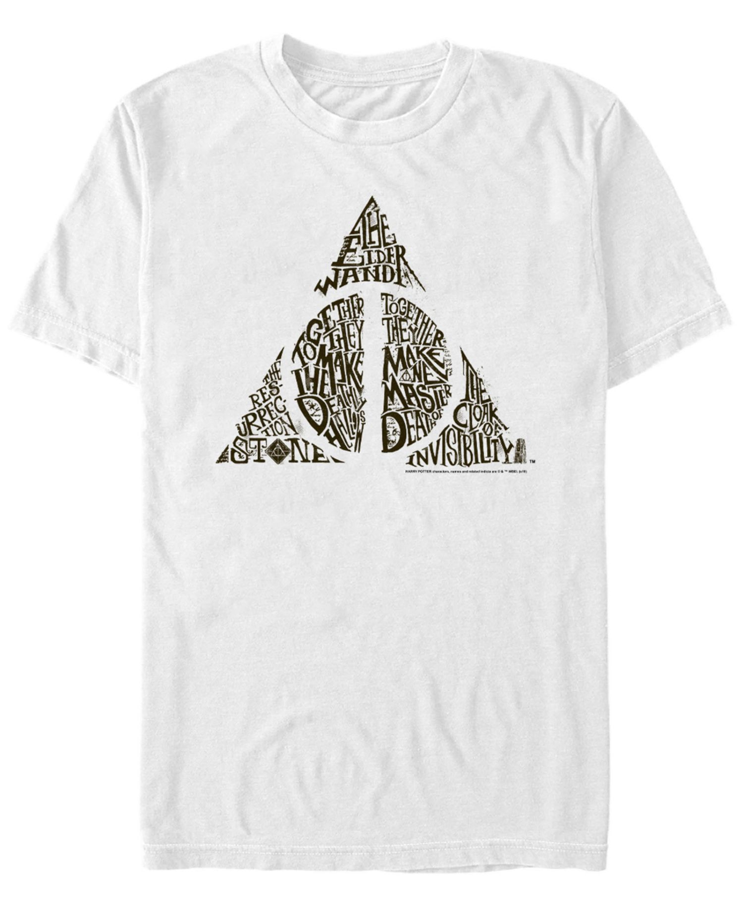 Harry Potter Men's Deathly Hallows Text Symbol Short Sleeve T-Shirt