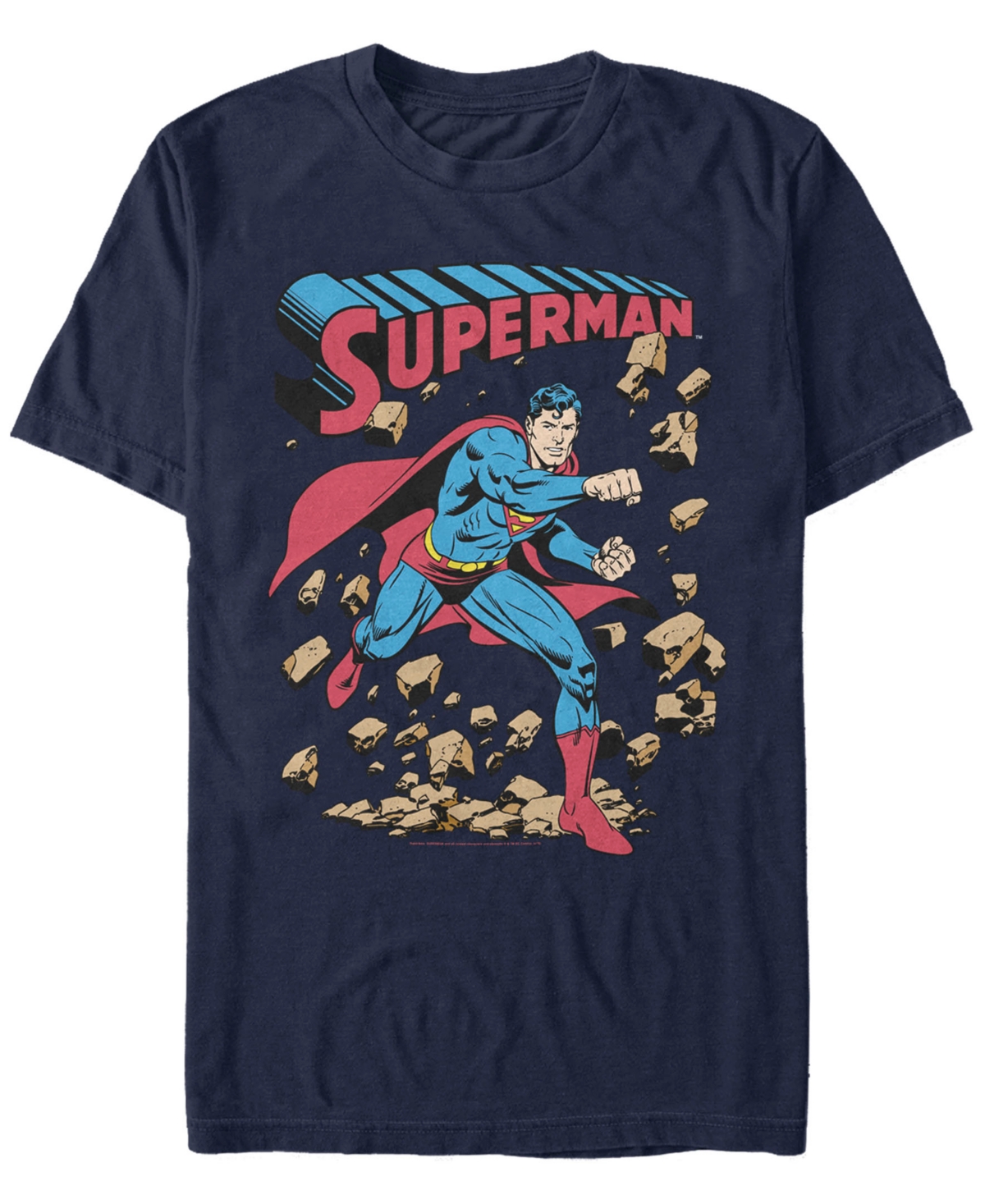 Dc Men's Superman Rock Punch Short Sleeve T-Shirt - Navy